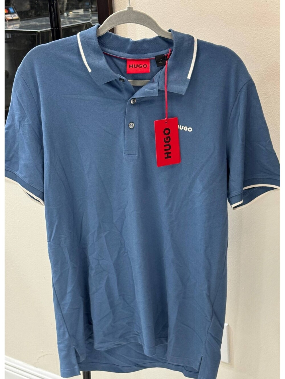 New Hugo Boss Light Blue Slim Fit Stretch Polo Shirt – Mens